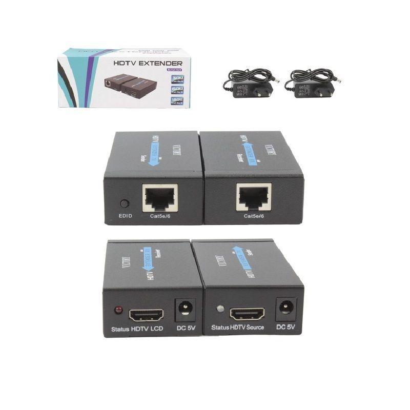 md5-2cc6ab8dc67c638629d793909adf7bb4 Adaptador Generico Extensor Hdmi Via Rj45 Cat5/6 Hdmi 60 Metros - Imagem 1