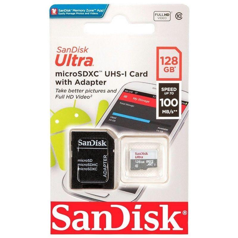 md5-7F969BB46B9FA256452D3F62C541C33C Cartao De Memoria Sandisk 128Gb Micro Sd C/Adap Classe 10 -ESPECIAL - Imagem 1