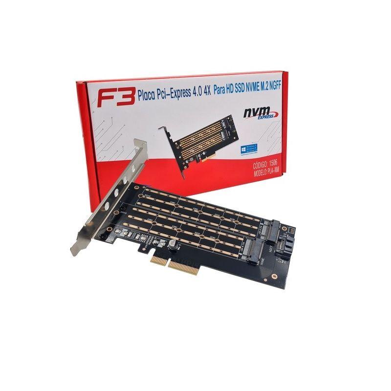 md5-19044688274FF1F4283A9840532EB74A Placa Pci F3 Express 4.0 4X Para Hd Nvme M.2 Ngff Ssd Pla-Nm - Imagem 1