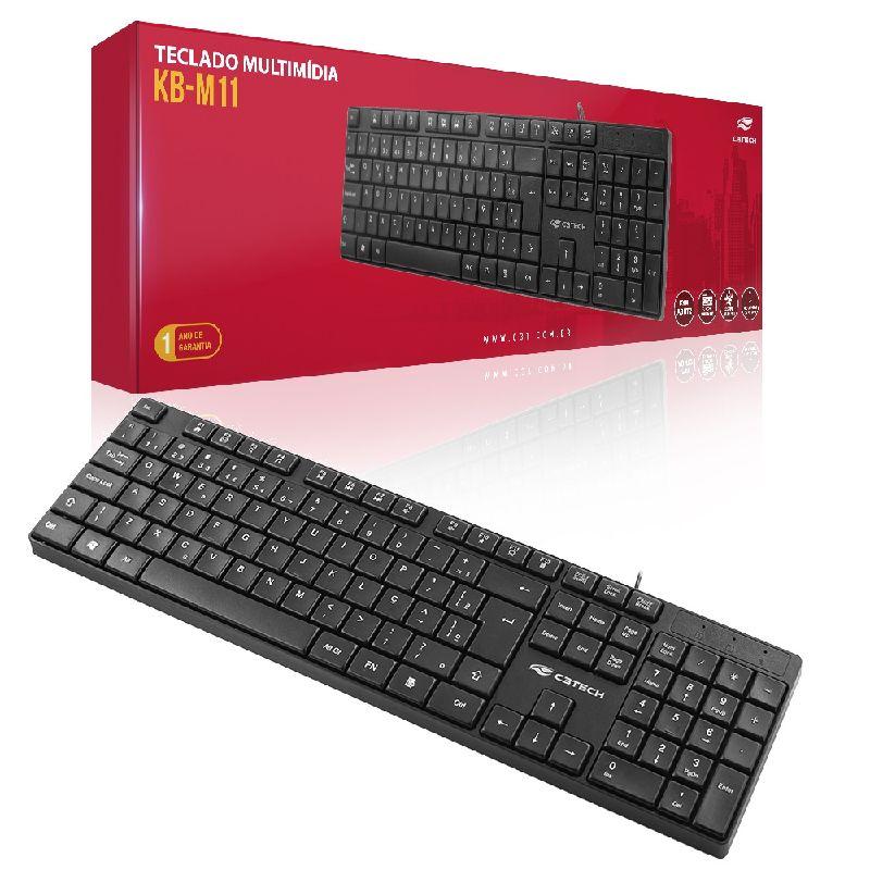 md5-55BA1DE9689EC39DF35DA67566937381 Teclado C3Tech Usb Mult Kb-M11Bk Preto - Imagem 1