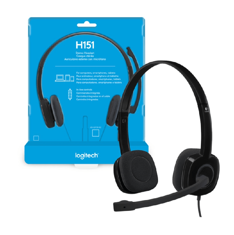 md5-2976BEEB96DE5DD8AE8ABEDB76FC4F36 Fone De Ouvido Logitech Headset C/Fio H151 P3 Preto - Imagem 1