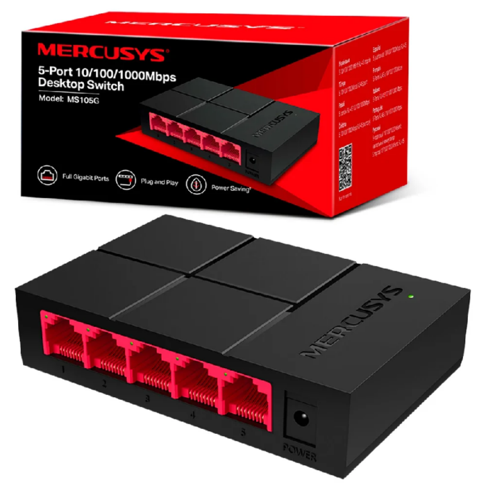 Switch Mercusys 5 Portas Giga Lan 10/100/1000 Ms105G(Br) – Up Link ...