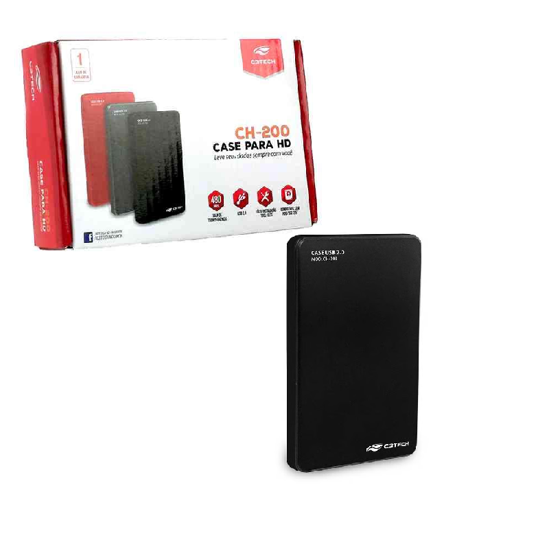 md5-0945da7c631bef604901603a785dfde0 Case De Hd C3Tech Usb 2.0 P/Hd Ext 2,5 Ch-200Bk - Imagem 1