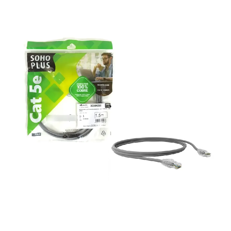 md5-d539bc4e4c74dc57cb678e30ed1f17ca Cabo De Rede Furukawa Patch Cord U/Utp Cat6 Cmx 1.5M Cinza Sohoplus T568A/B - Imagem 1