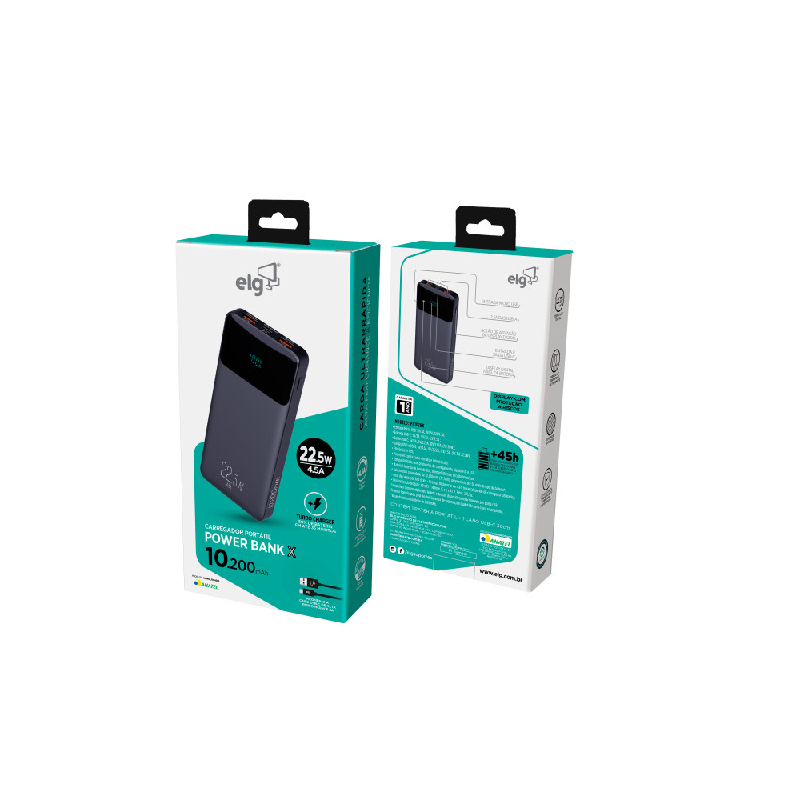 md5-7e6e0e5ca26bfea174fa145b114409a2 Carregadores Elg Portatil Pb102Bk 10200Mah Pto. - Imagem 1