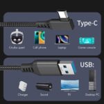 Cabo Importado Usb X Usb C Nylon 5 Metros Corda Preto - Imagem 2