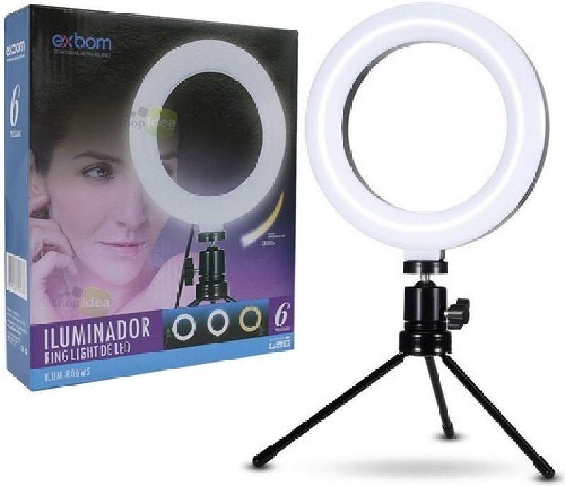 md5-9a8f2b95db77cb3e1f06c9acbc72da29 Suporte Smartphone Exbom Iluminador Ring Light 6" 48 Leds 3200K A 5600K Flexivel Ilum-R10P15 - Imagem 1